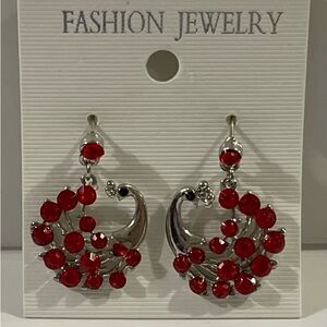 NWT Elegant Red and Silver Fashion Earrings